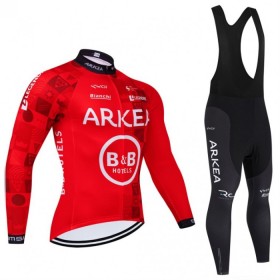 Cykeltøj Langærmet + Bib Cykelbukser 2024 Arkea-B B Hotels Rød